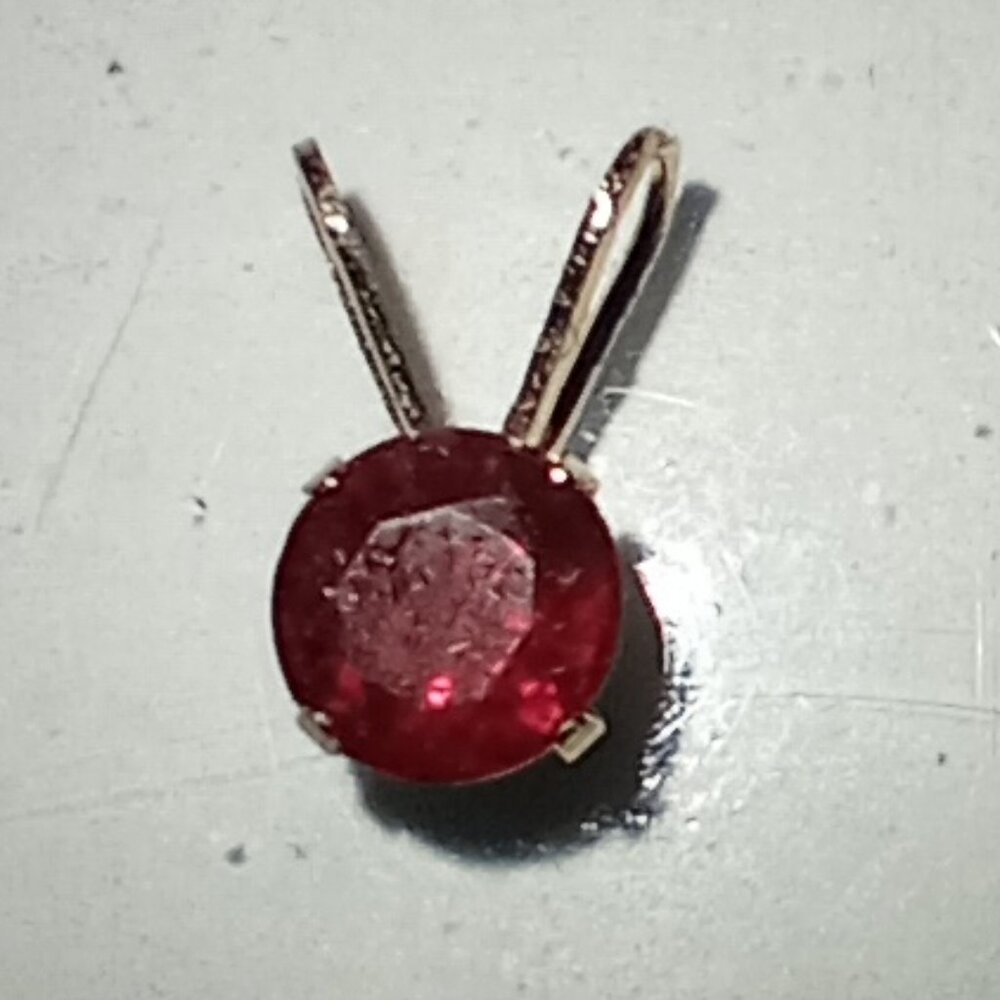 14Kt Yellow Gold 1/2-Carat Solitaire Red Ruby Pendant
